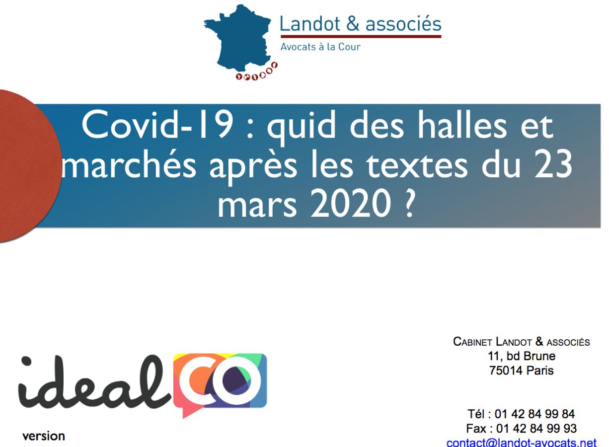 COVID-19 : quid des halles et marchés après les textes du 23 mars 2020 ?